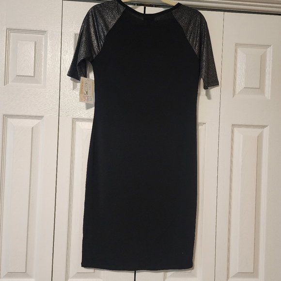 LulaRoe black dress with silver sleeves. Size small, new with tags. - Picture 3 of 4